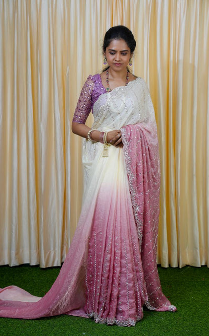 Heavy premium space silk sarees with katdana beads work🥰😎