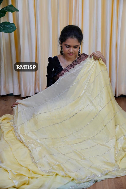 Space silk saree with stone work🥰😎🥳