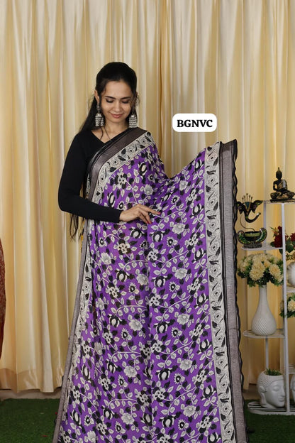 Mashmallow soft chiffon sarees with trending kalamkari designs😍😎