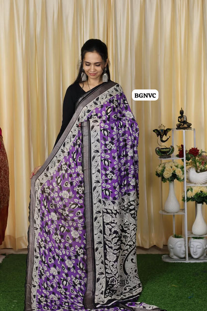 Mashmallow soft chiffon sarees with trending kalamkari designs😍😎