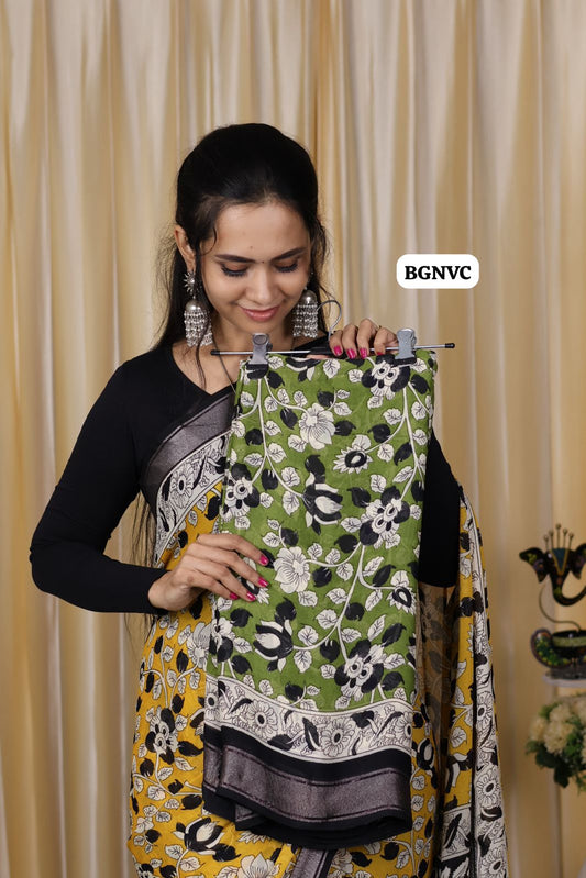 Mashmallow soft chiffon sarees with trending kalamkari designs😍😎