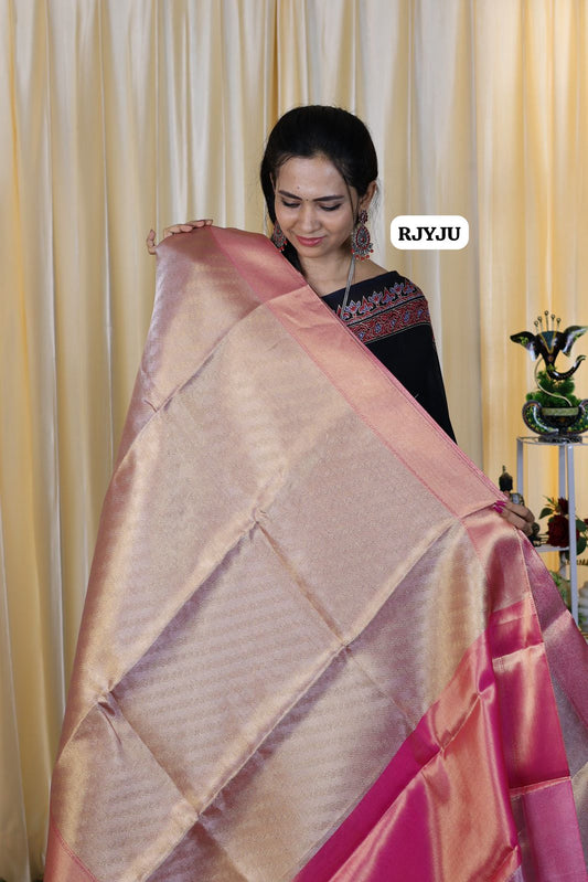 Jothika inspired saree,Katan tissue. in cross strips 🥳