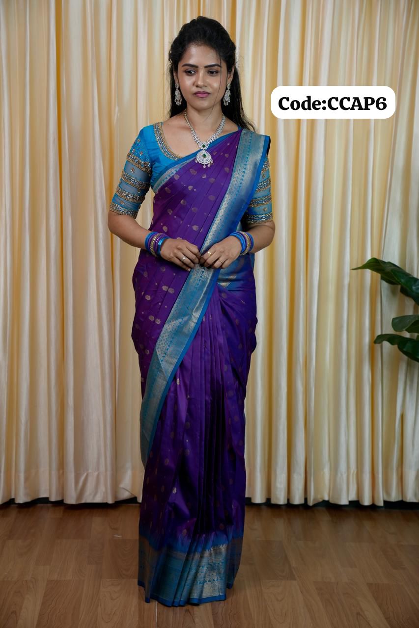 Kanchi semi silk saree🥰😎📚🌈