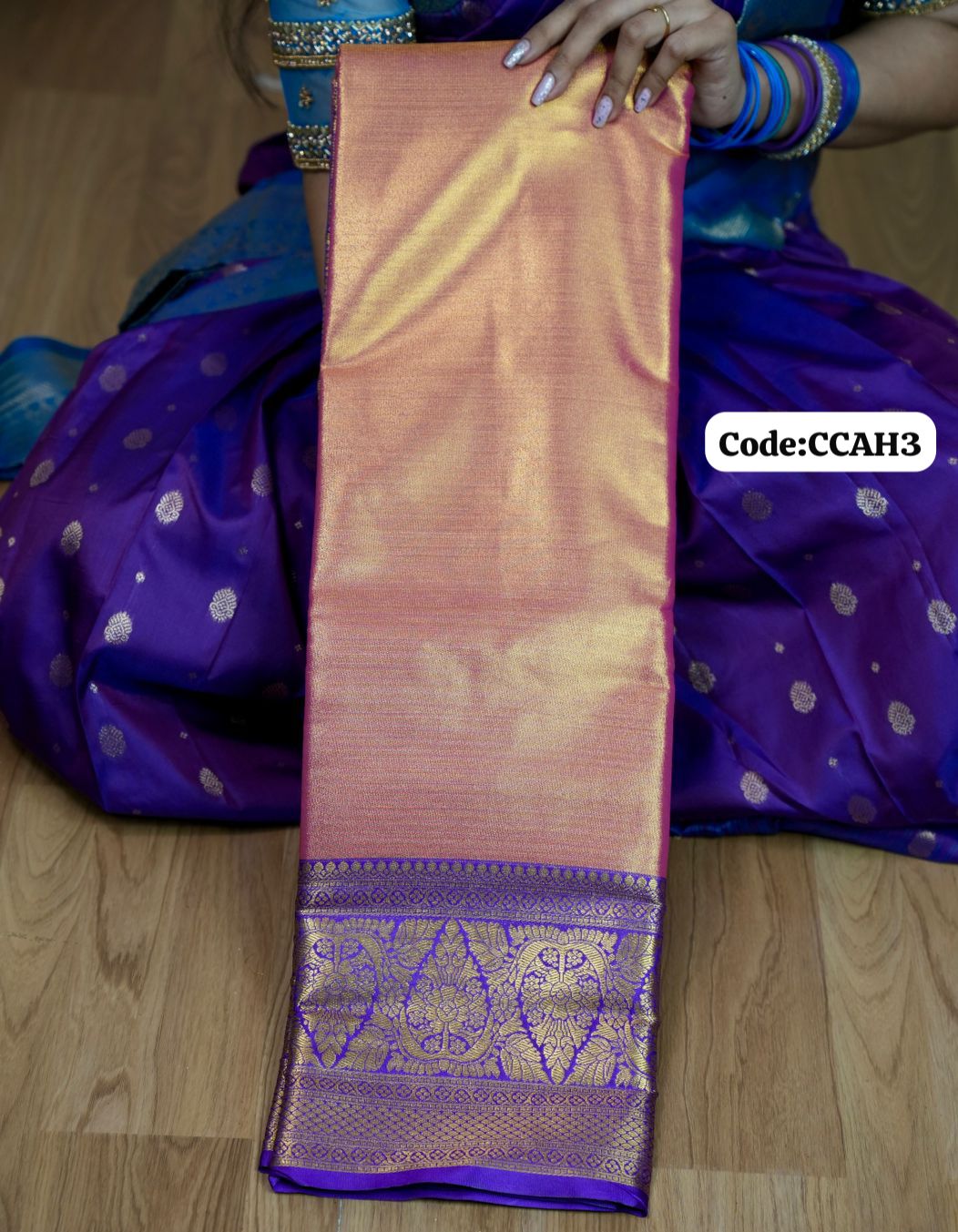 Kanchi semi silk saree with running contrast blouse 🥰🥳✅