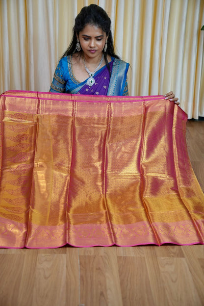 Kanchi semi silk saree with running contrast blouse 🥰🥳✅