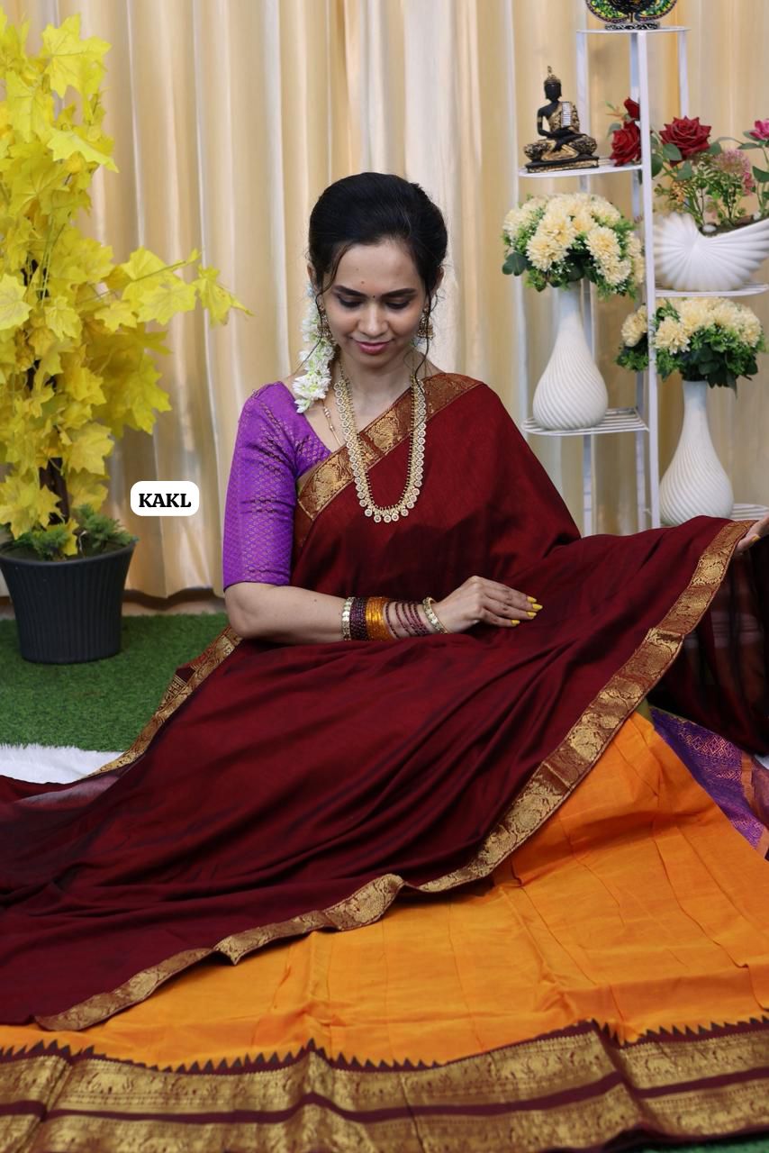 Premium Kanchi Half Saree unstitched Slight border change🌈🥰😎