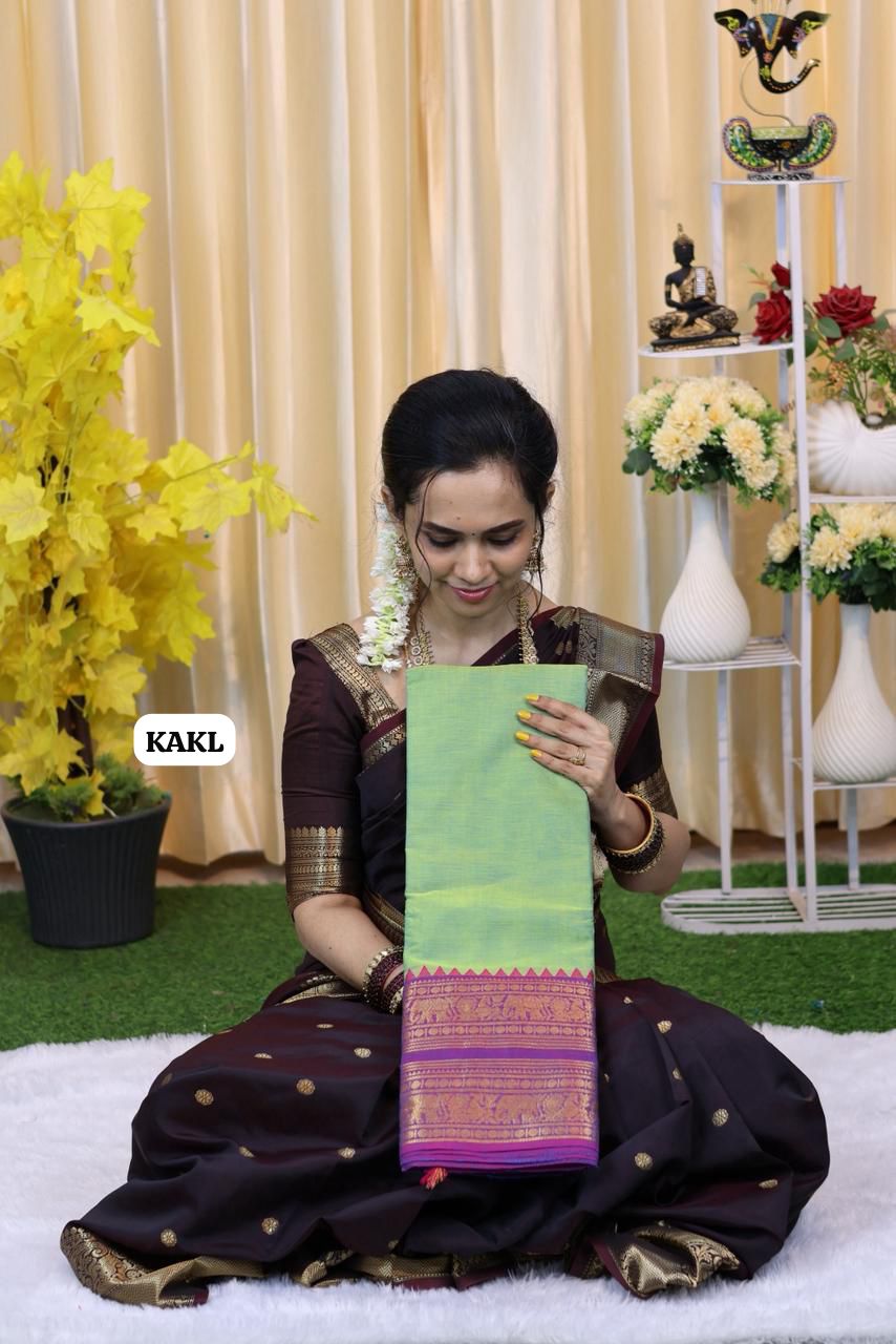 Premium Kanchi cotton saree along 🎁