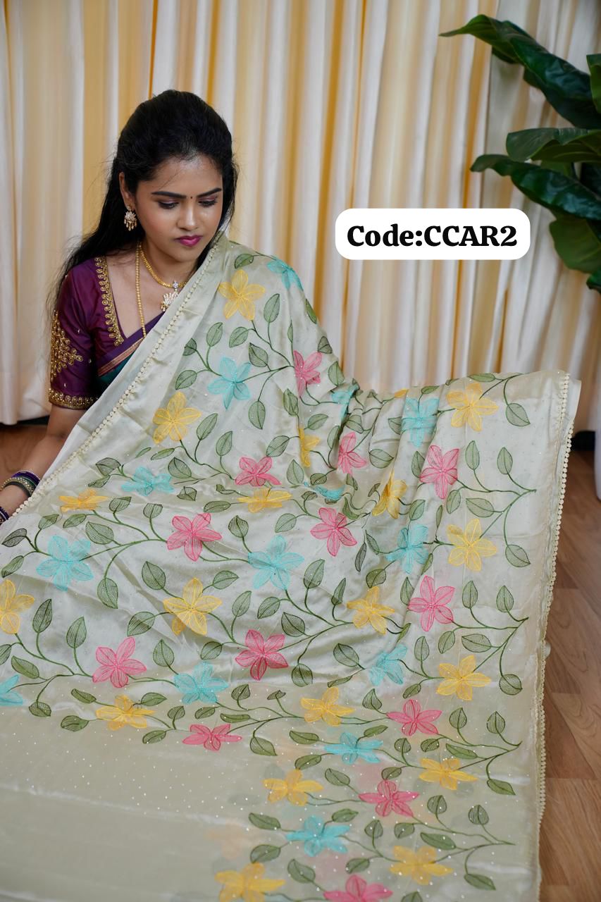Designer embroidery work saree🥰😎📚