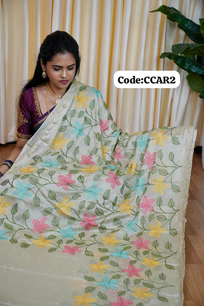 Designer embroidery work saree🥰😎📚
