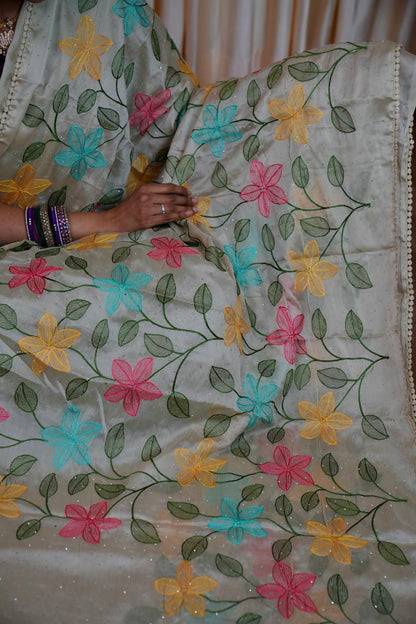 Designer embroidery work saree🥰😎📚