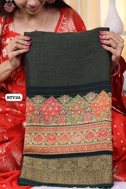 Kashmiri chiffon silk with zari border and vairaoosi zari all over the saree😍Ⓜ️