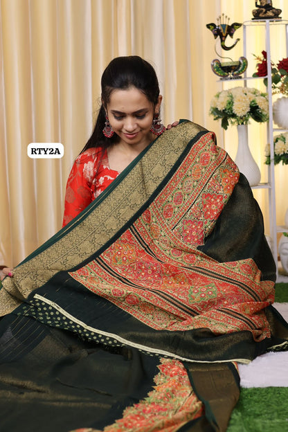 Kashmiri chiffon silk with zari border and vairaoosi zari all over the saree😍Ⓜ️