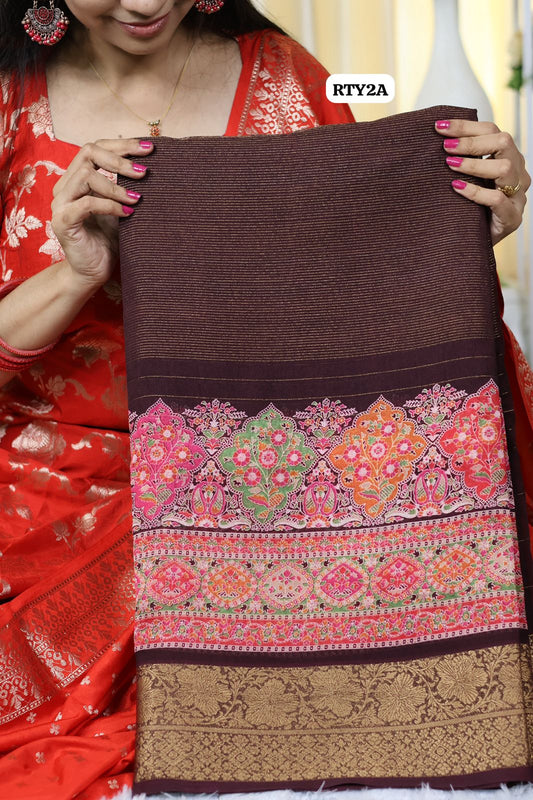 Kashmiri chiffon silk with zari border and vairaoosi zari all over the saree😍Ⓜ️