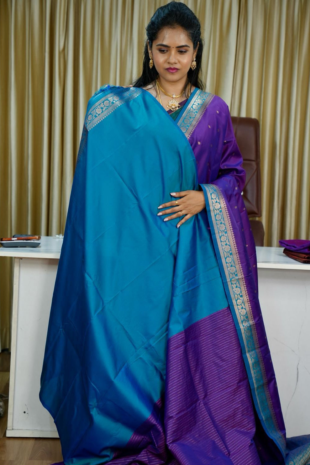 Kanchi semi silk saree🥰😎🌈📚