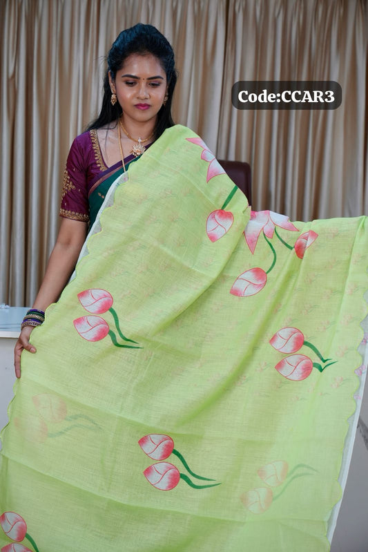 Linen cotton saree🥳✅