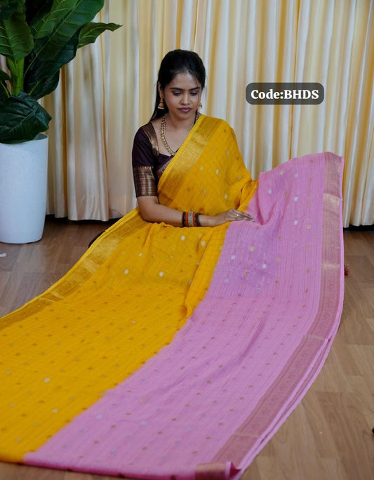 Half designer saree with Zari weaving puttas🥰😎🌈