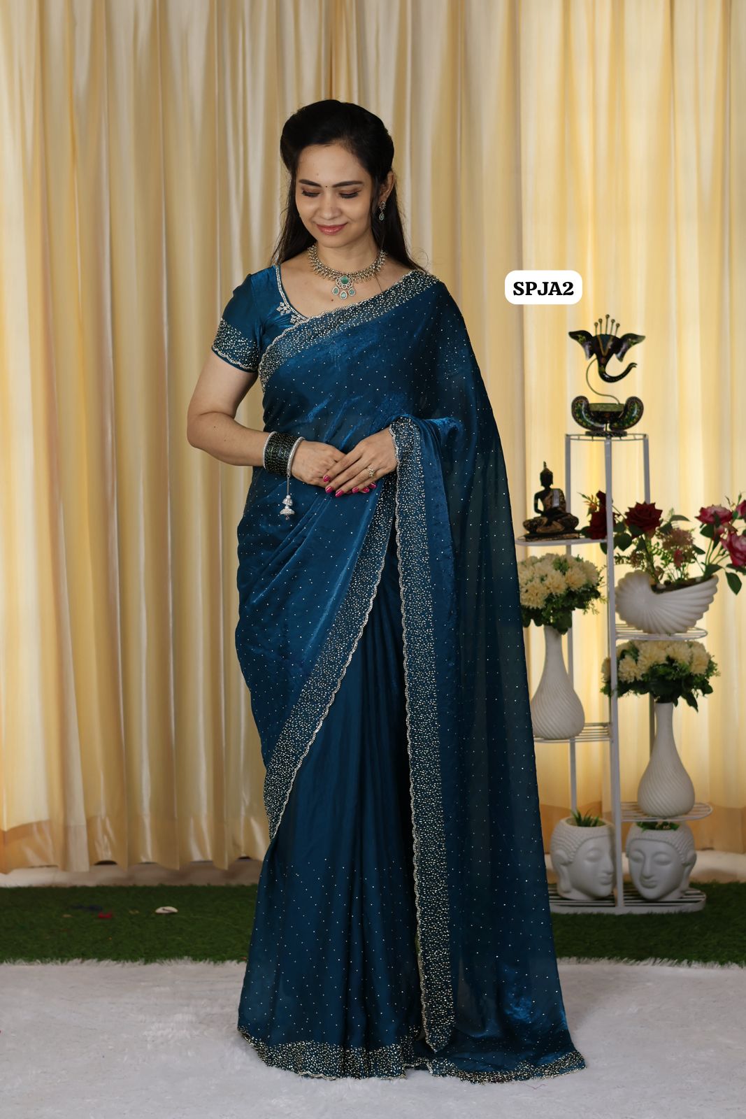 Premium space silk sarees with real jarkhan diamond work..🥳