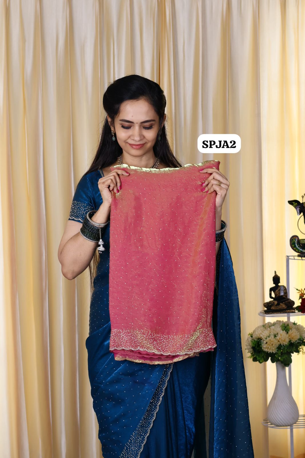 Premium space silk sarees with real jarkhan diamond work..🥳