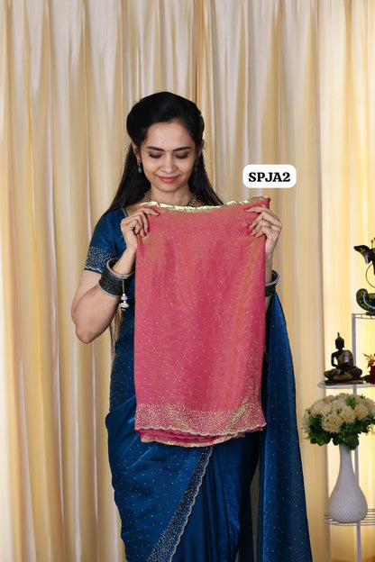 Premium space silk sarees with real jarkhan diamond work..😍🥳