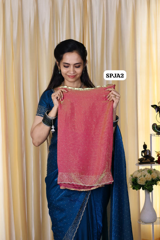 Premium space silk sarees with real jarkhan diamond work..🥳