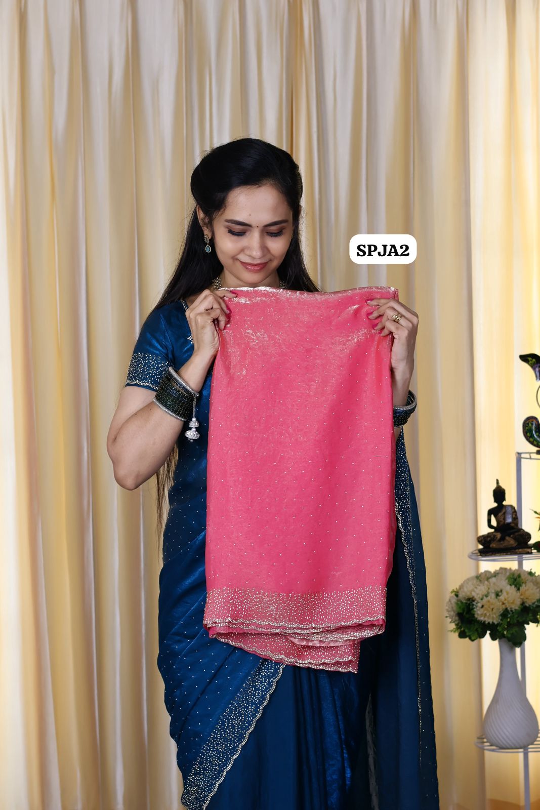 Premium space silk sarees with real jarkhan diamond work..🥳