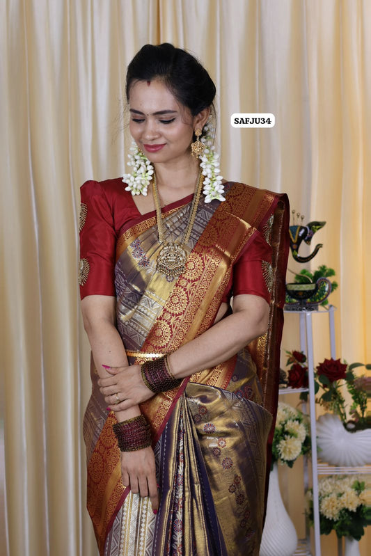 Kanchi inspired .semi silk saree🍄