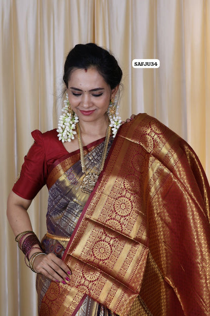 Kanchi inspired .semi silk saree🍄