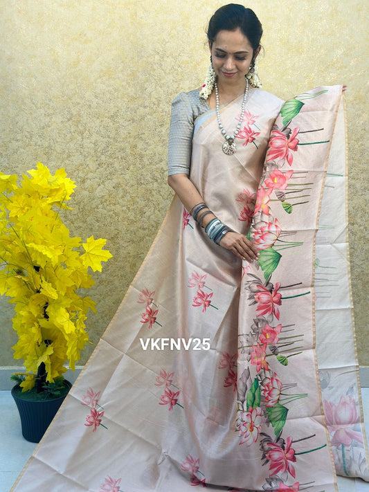 Tussar semi silk saree with trending design