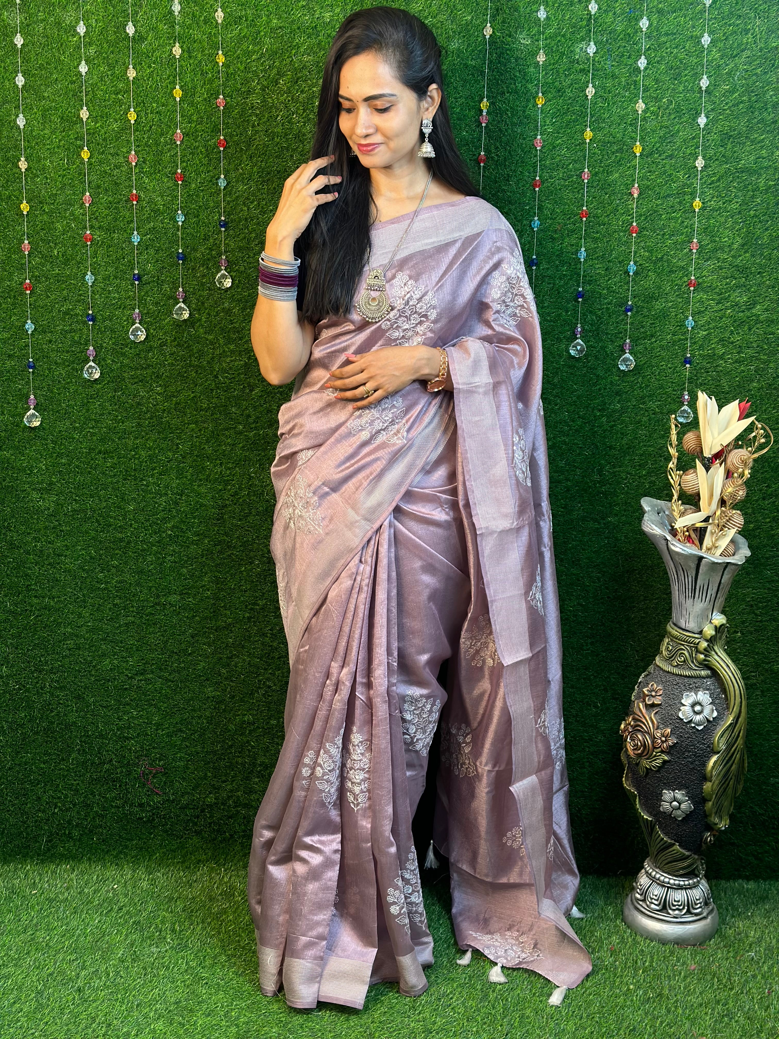 Buy NERTA BOUTIQUE Self Design, Embroidered Bollywood Georgette Pink Sarees  Online @ Best Price In India | Flipkart.com