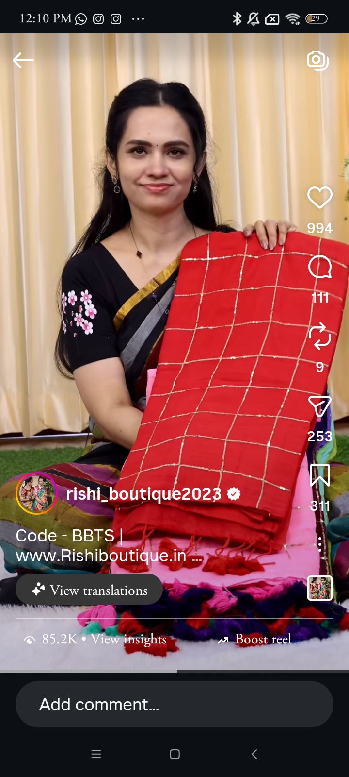 Mul cotton saree with jumki work with checks 😍