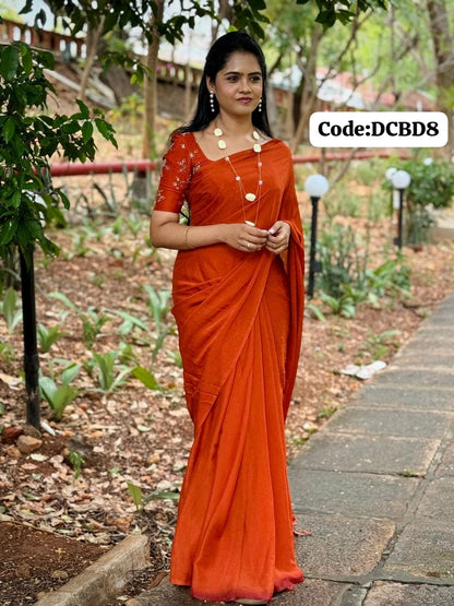 Georgette Saree with designer blouse🥰😎⛳📚