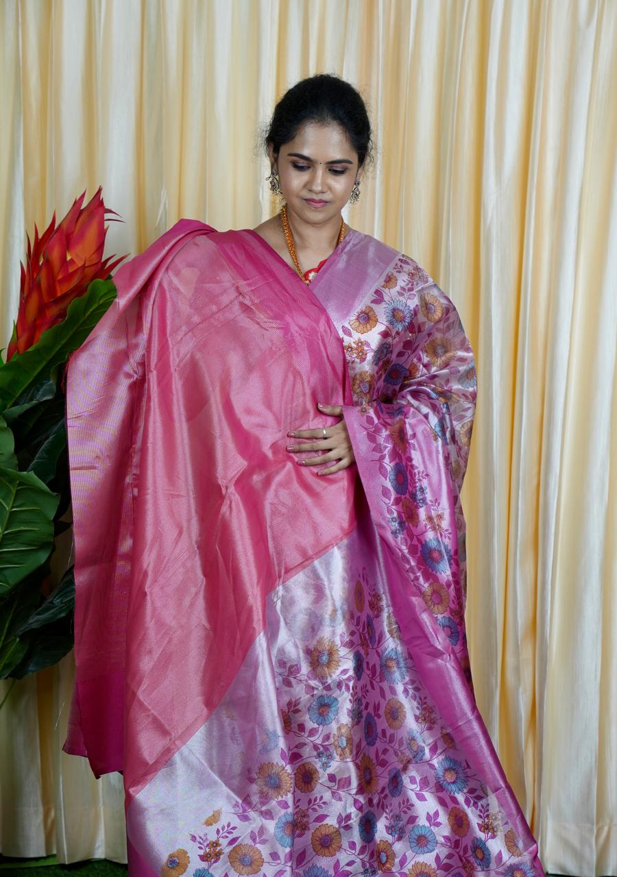 Soft Tissue Floral Printed Saree🥳