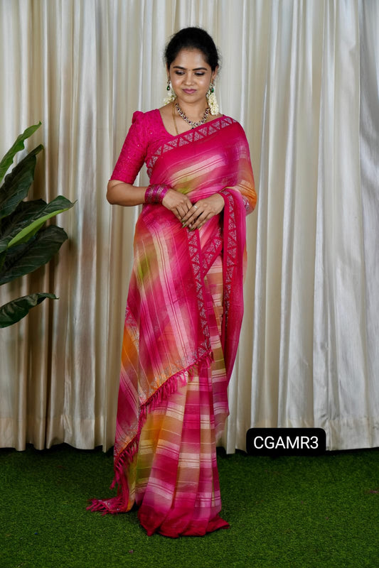 Chiffon stone work saree❌