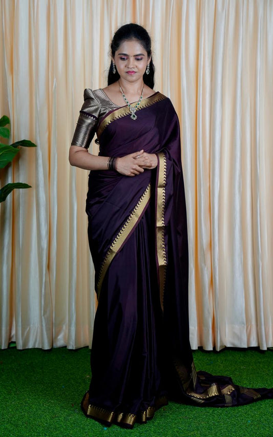Mysore crepe silk saree coffee brown colour❌