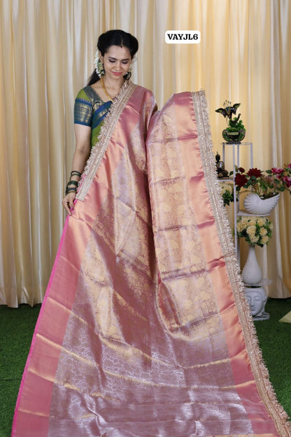 Saipallavi inspired premium tissue semi silk saree with lace work border 🥳