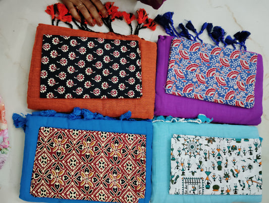 Kadhi cotton saree with kalamkari blouse📷