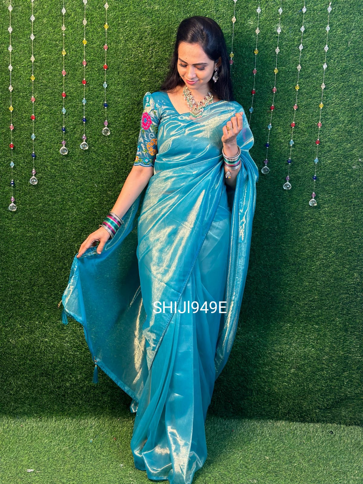 Organza shining saree