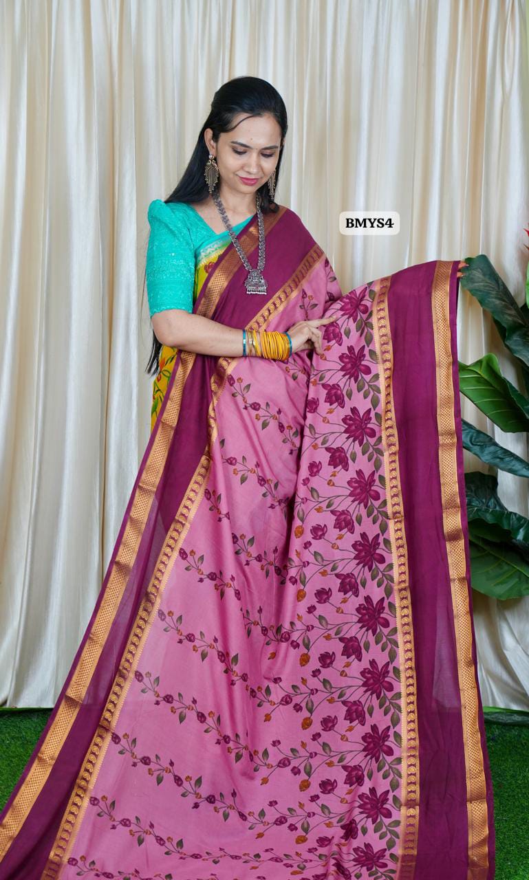 Mysore Silk with Floral Prints🍏🍄