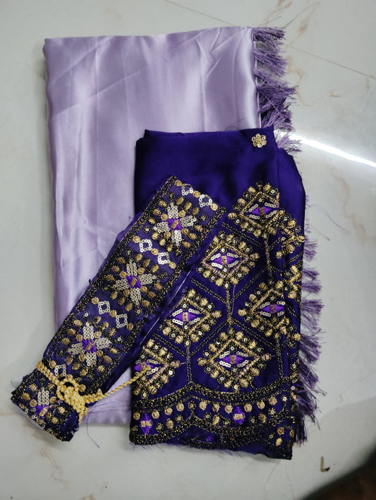 Satin Saree+ belt📷