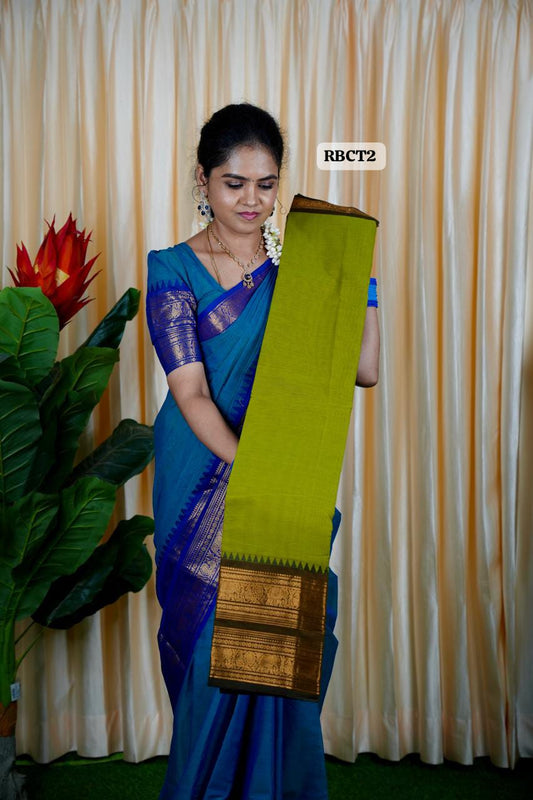 Kanchi Cotton Saree 🥳medium  green with maroon