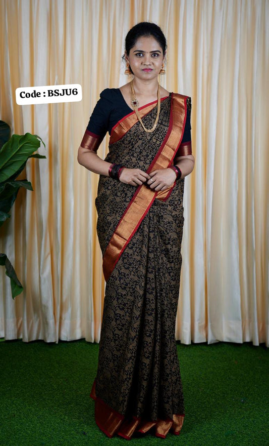 Black cotton saree PPrebook ❌