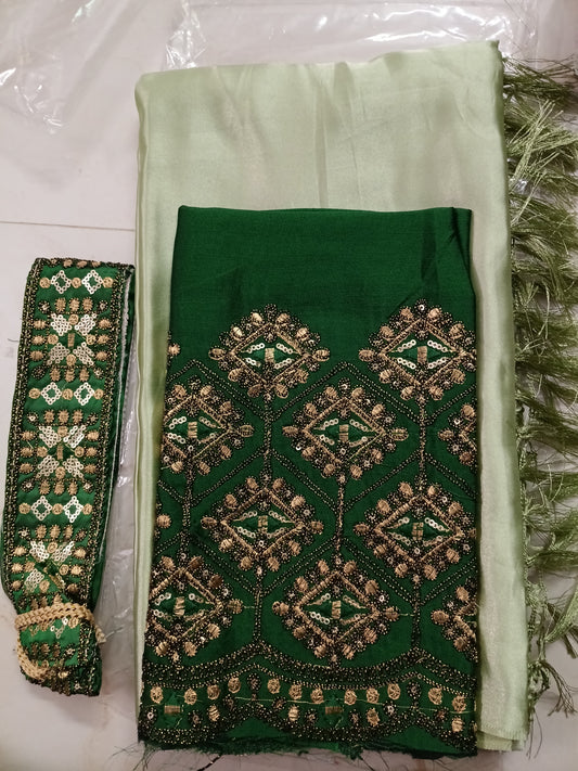Satin saree+belt 📷