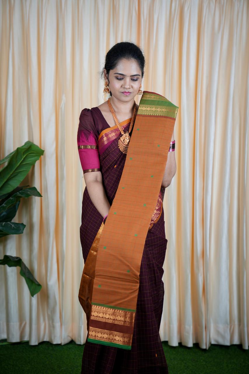 Kanchi cotton korvai buttas 5.5 Mtr🥰