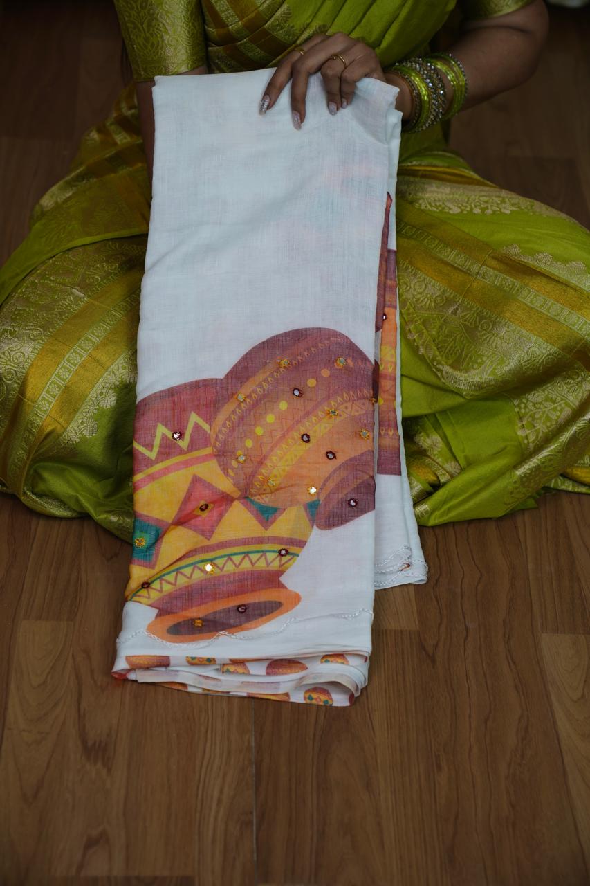 Linen cotton saree🥳