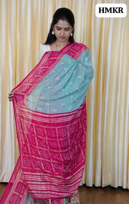 Georgette sarees with bandhini prints🥳