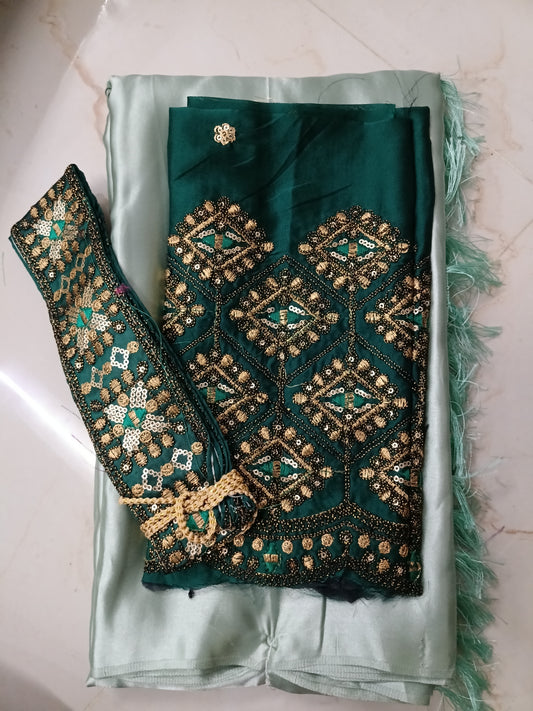 Satin saree+ belt 📷