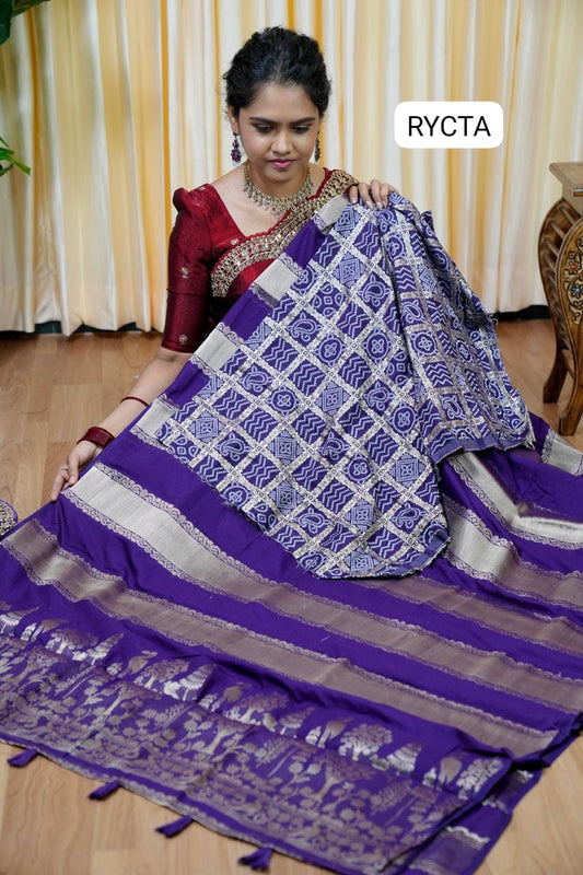 Viscose georgette sarees with bandini design blouse