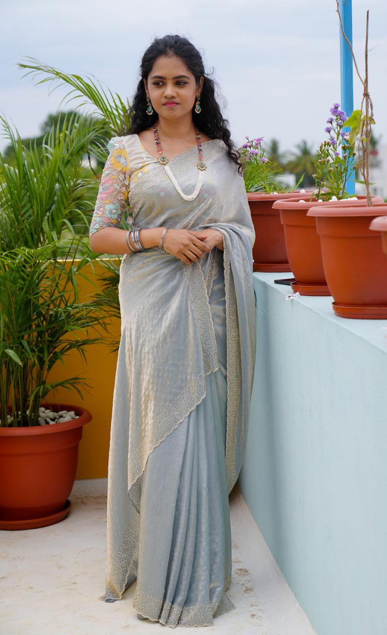 Premium space silk sarees with real jarkhan diamond work prebook 🥳