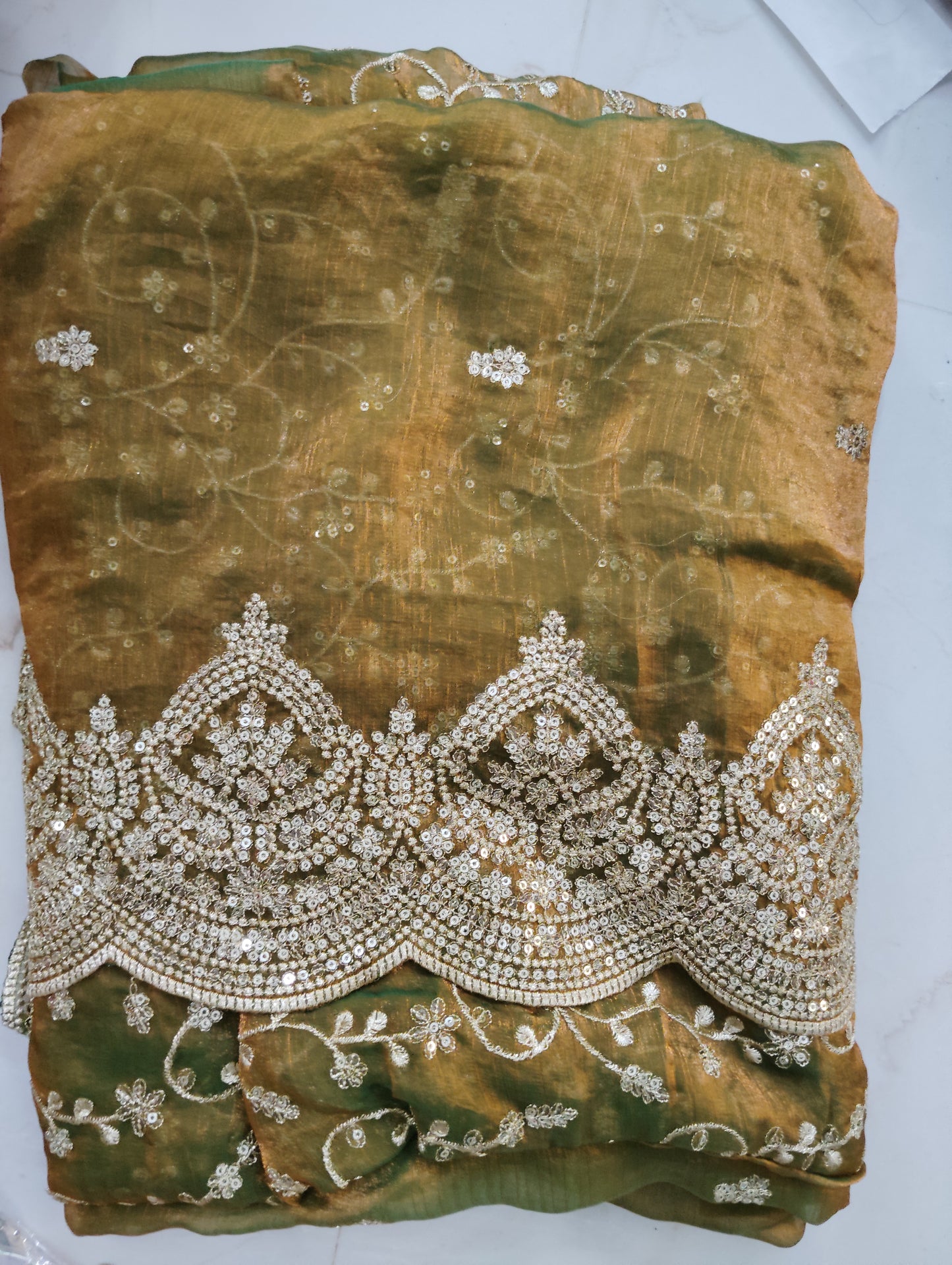 Space Silk saree with jumky border Unstitched 🥳