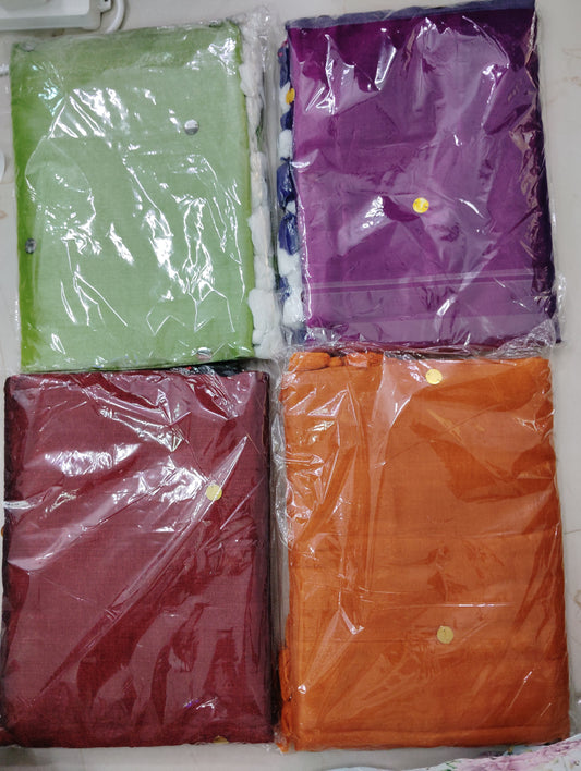 Kadhi cotton saree with coin buttas📷